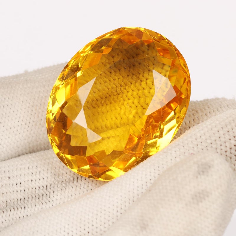 REAL-GEMS Loose Gemstones Translucent Brazilian Yellow Citrine 52.00 Carat Finest Oval Cut Yellow Citrine Loose Gemstone For Jewelry Making - Image 5